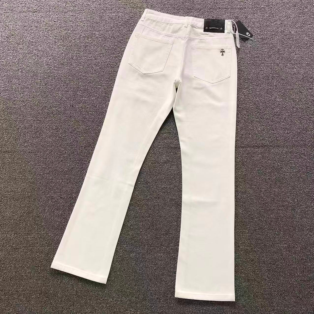 Chrome Hearts Cross Patch Flared Denim Jeans – White