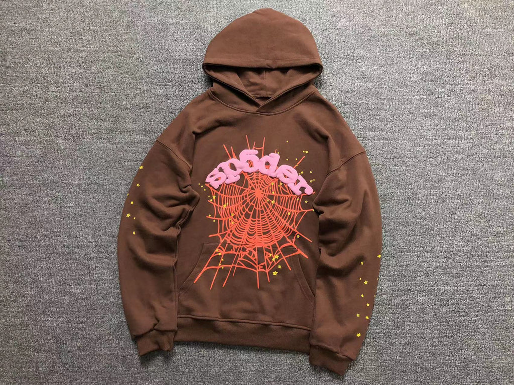 Sp5der Worldwide Web Hoodie Brown