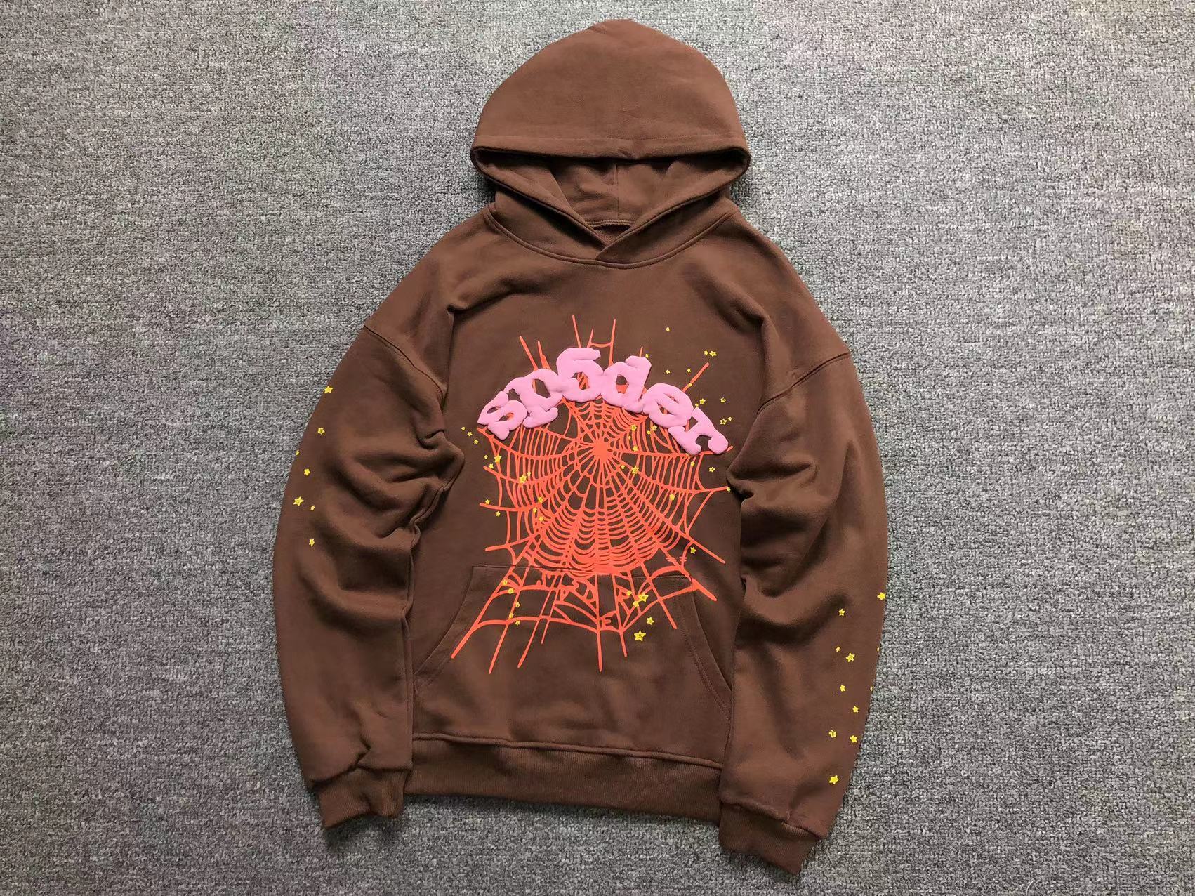 Sp5der Worldwide Web Hoodie Brown