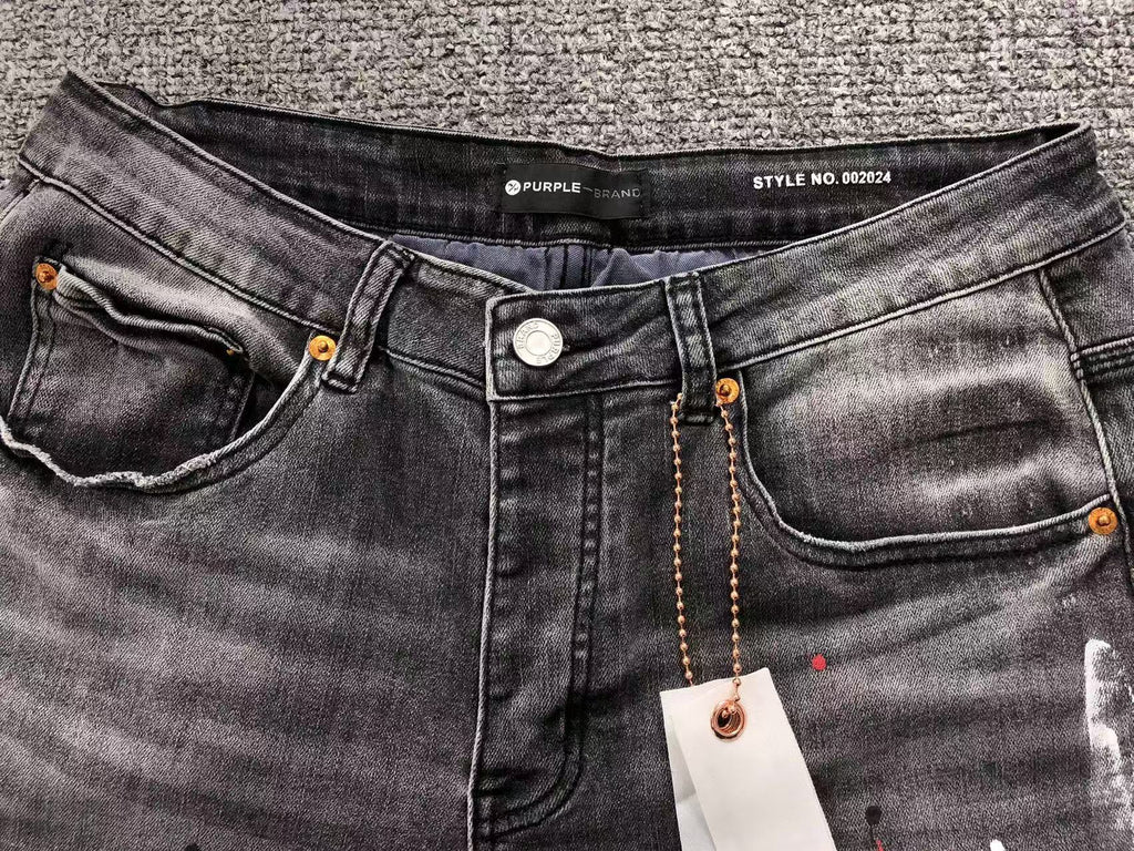 Purple Grey Paint Splash Jeans