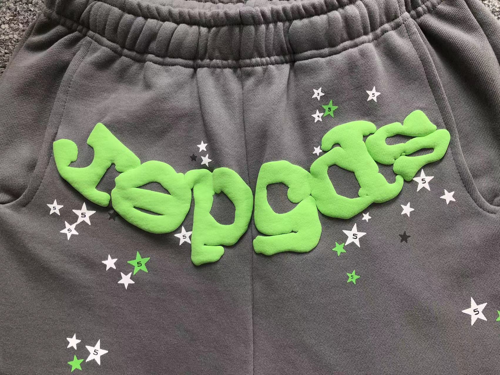 Sp5der Worldwide Sweatpants Heather Grey / Green