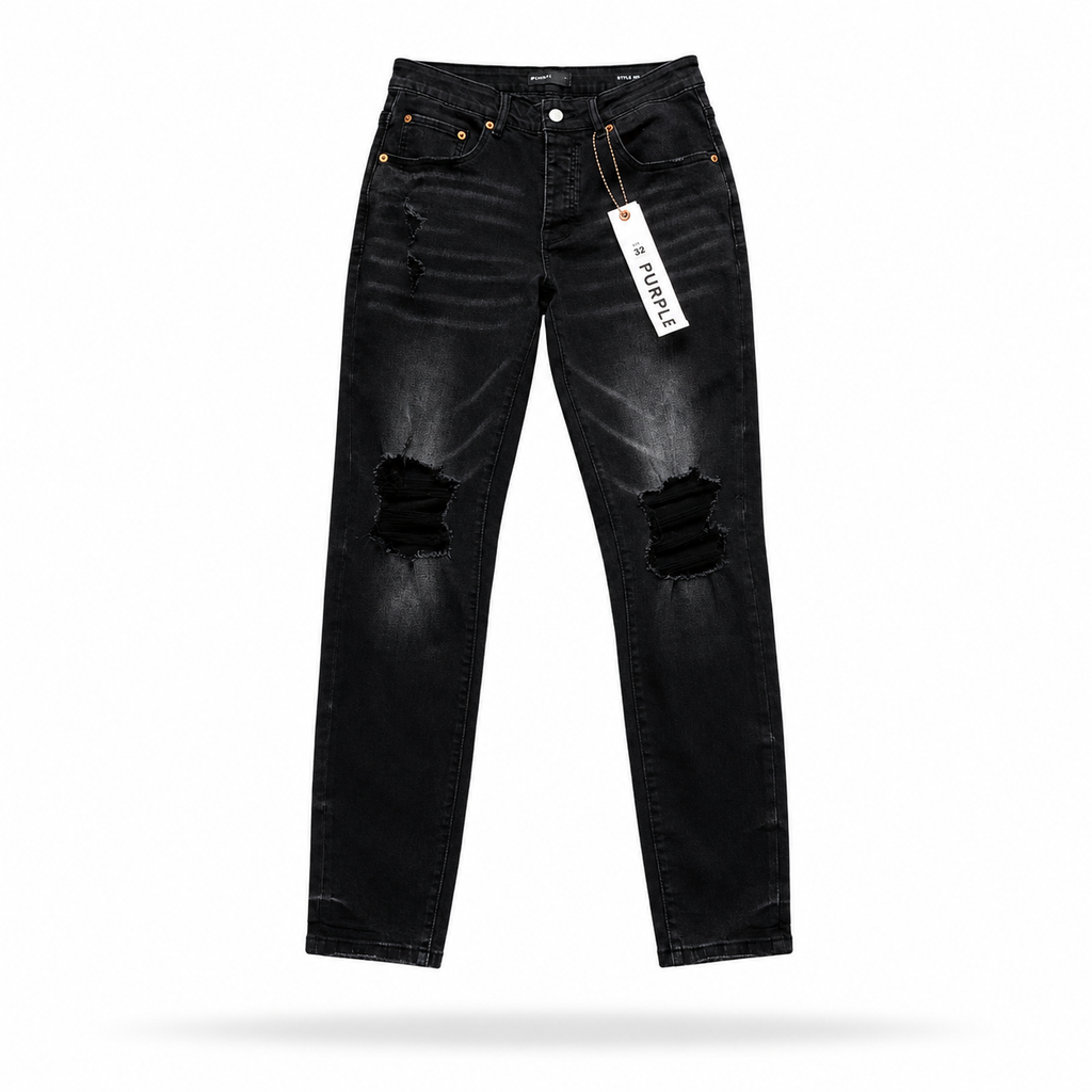 Purple Black Distressed Skinny Jeans