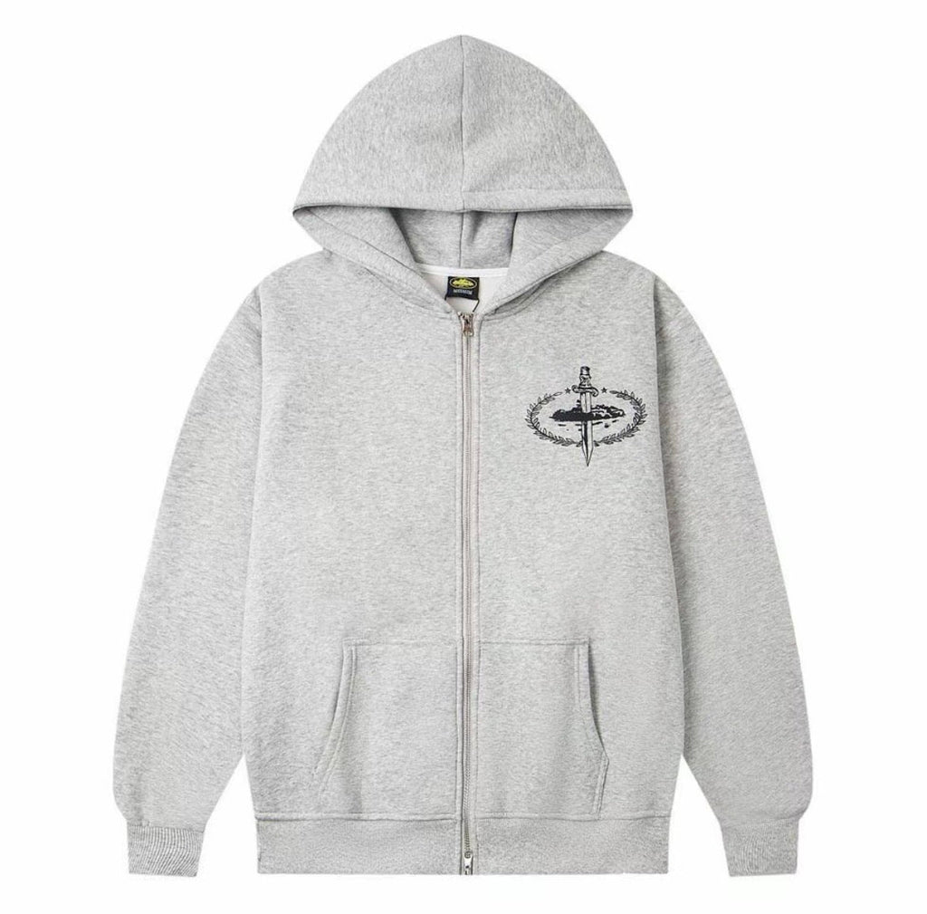 Corteiz Laughteg Gang Zip Hoodie – Grey