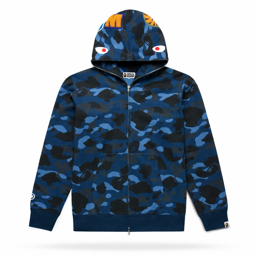 Sudadera BAPE Shark Split Camo Azul