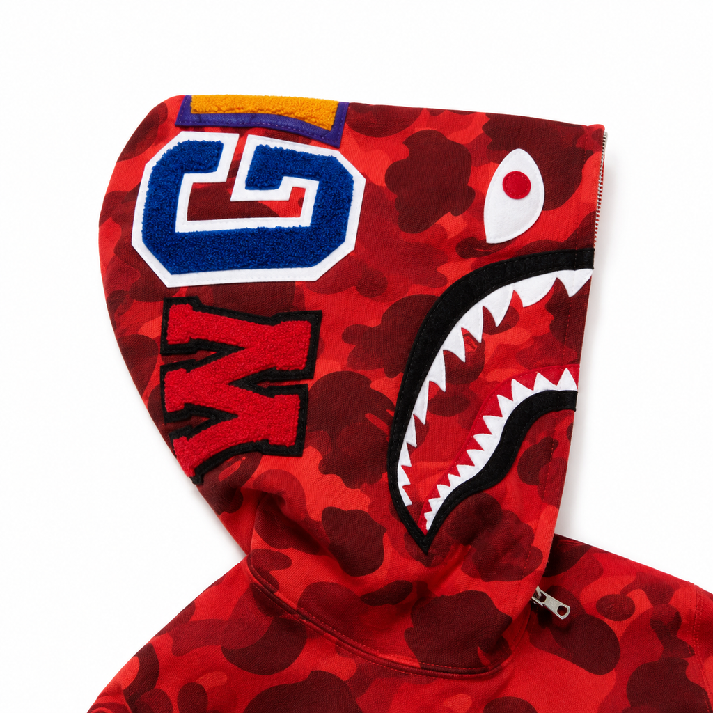 Sudadera BAPE Shark Split Camo Roja