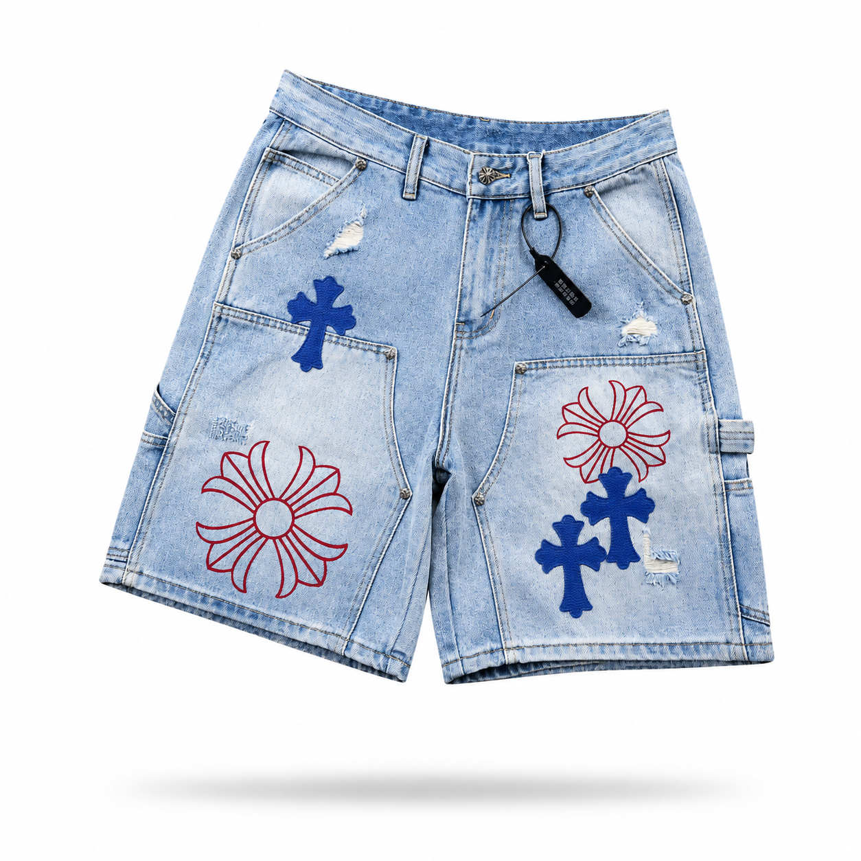 Chrome Hearts Multi Cross Carpenter Denim Shorts – Light Blue