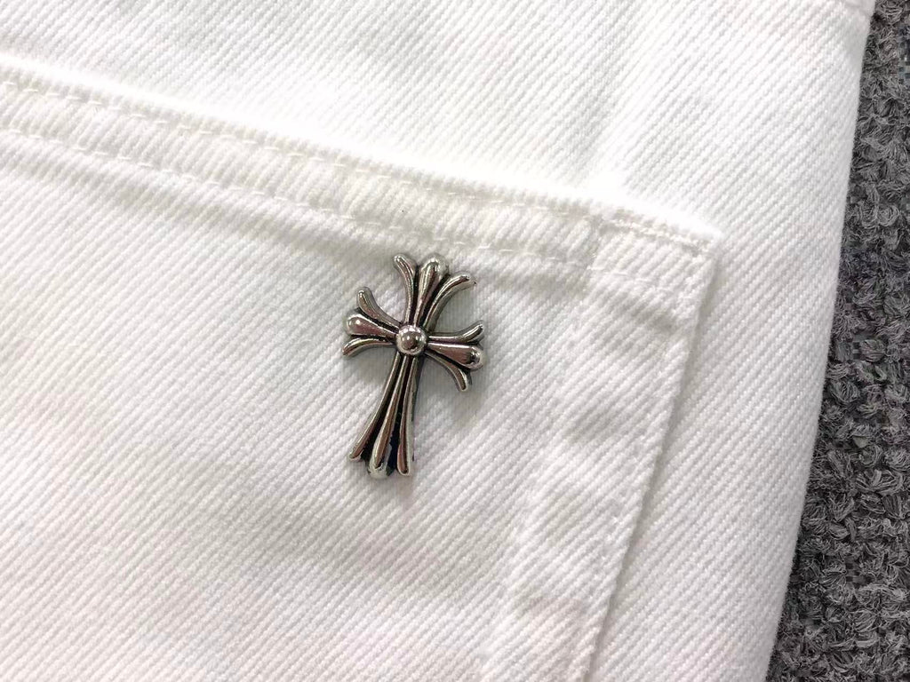 Chrome Hearts Cross Patch Flared Denim Jeans – White