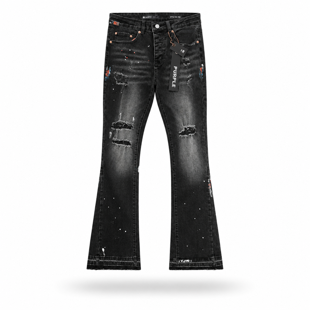 Pantalón Purple Brand Black Distressed Flared