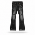 Pantalón Purple Brand Black Distressed Flared