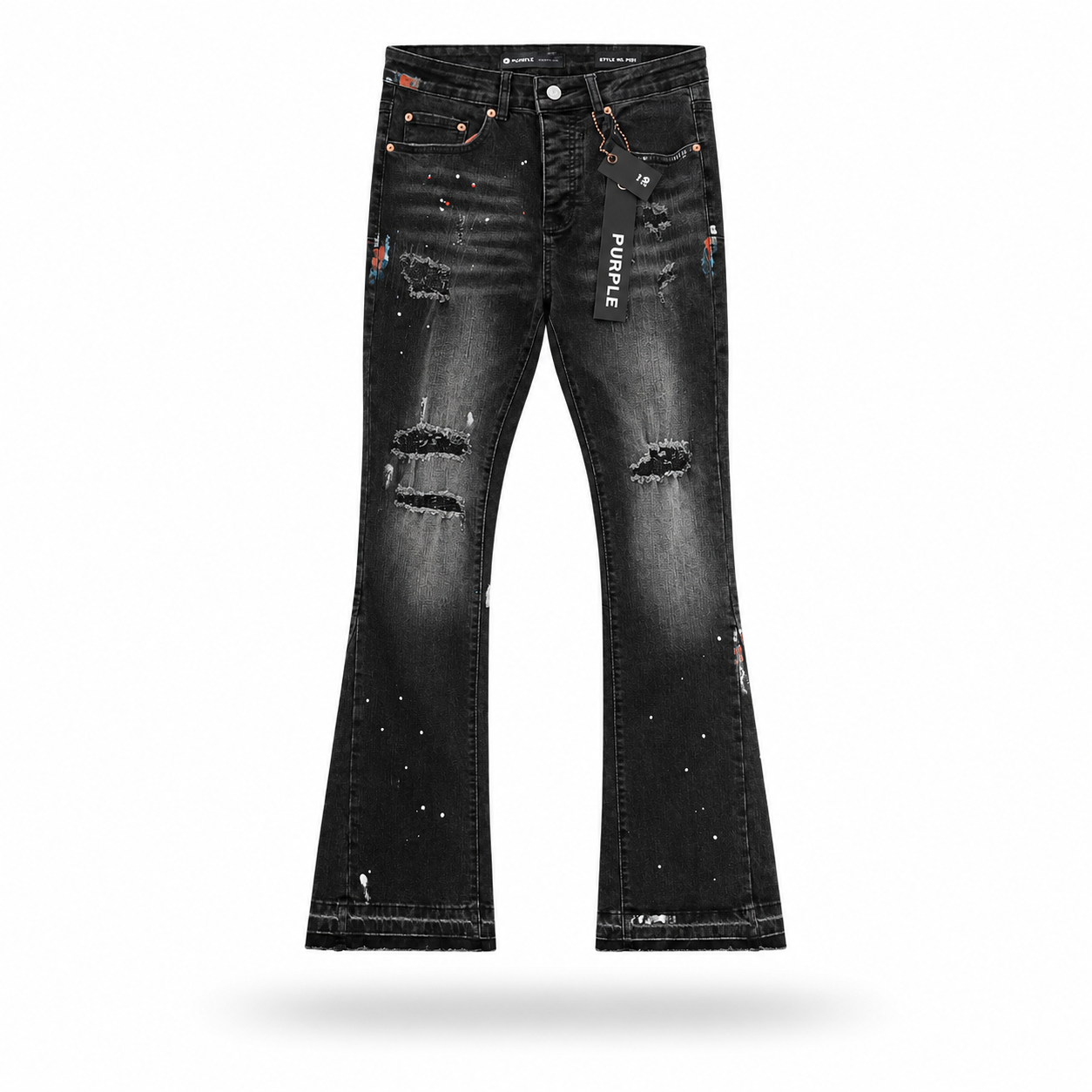 Pantalón Purple Brand Black Distressed Flared