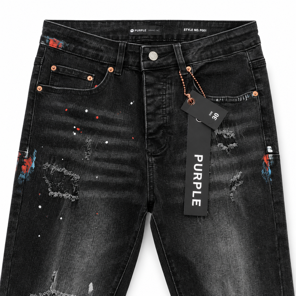 Pantalón Purple Brand Black Distressed Flared