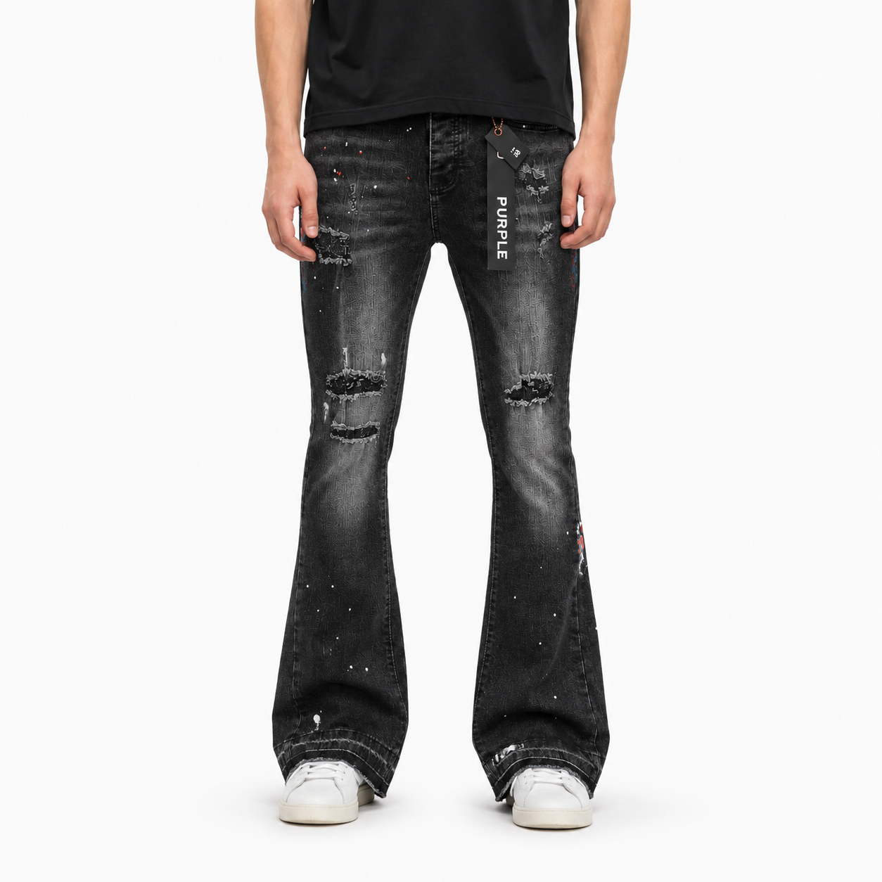 Pantalón Purple Brand Black Distressed Flared