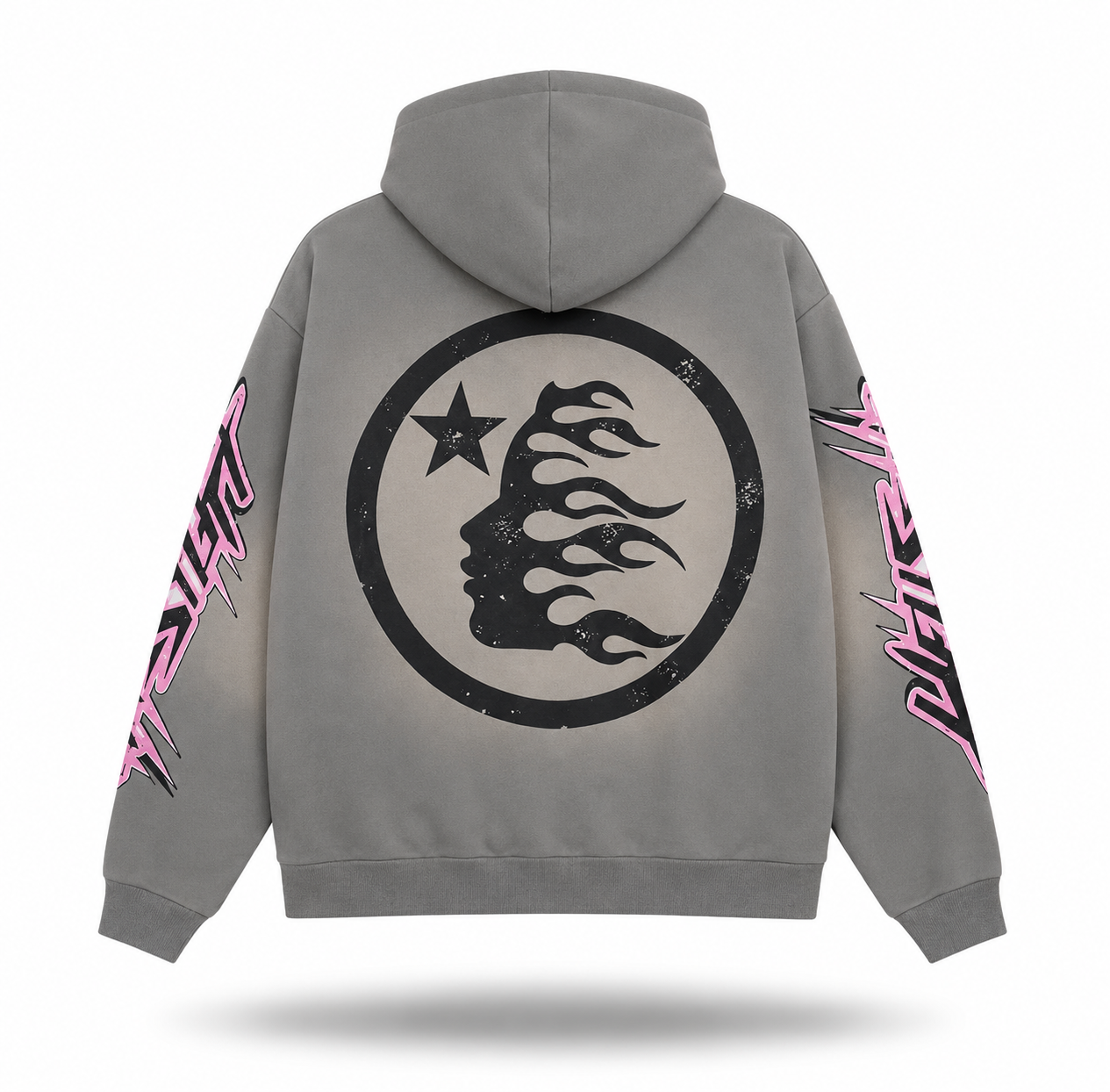 Hellstar Flame Badge Hoodie / Washed Grey