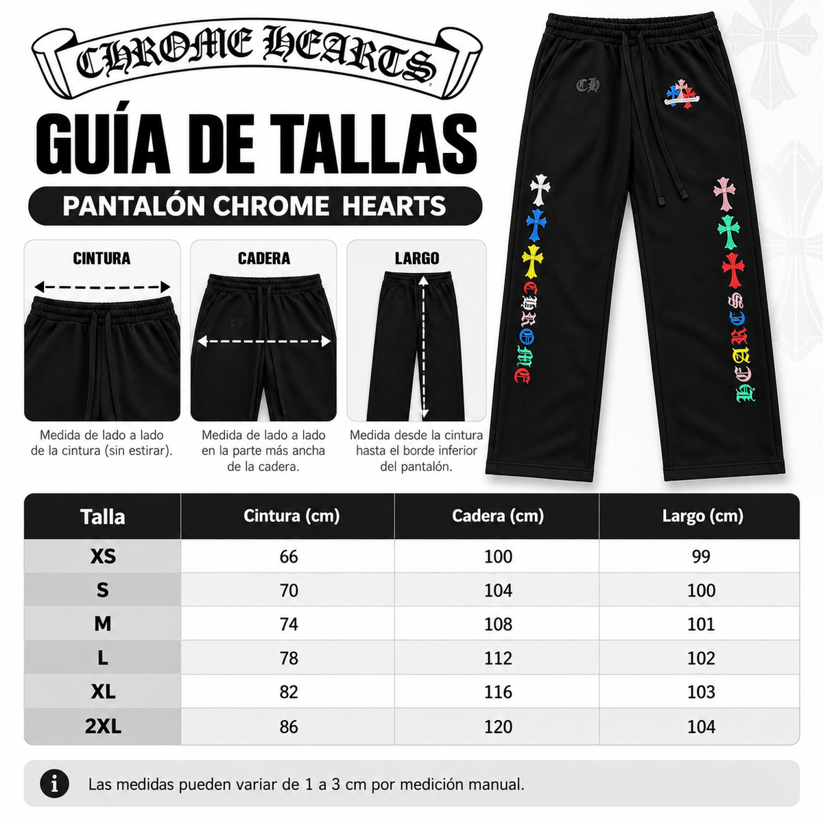 Pantalón Chrome Hearts Multicolor Cross