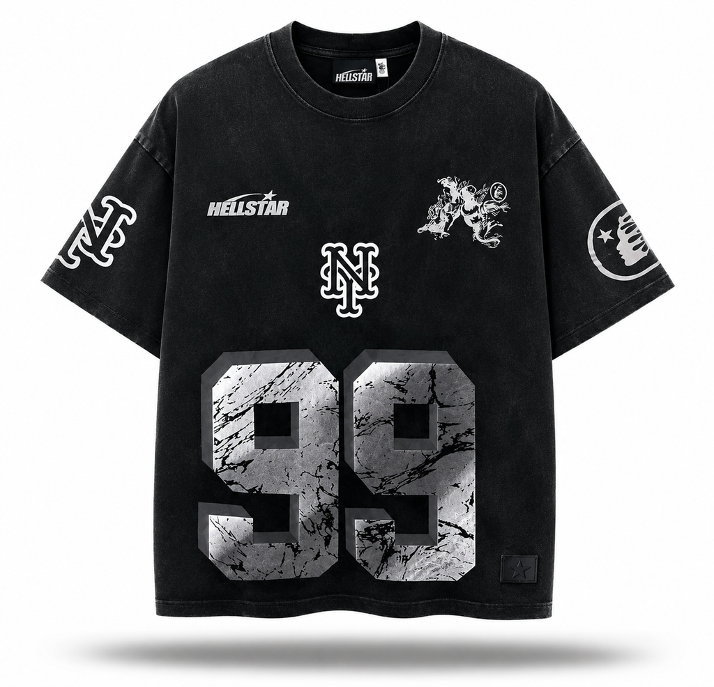 Hellstar Sports No. 99 Tee / Washed Black & Silver
