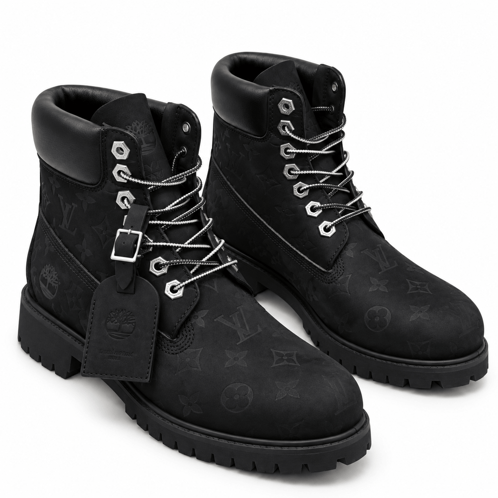 Louis Vuitton Timberland 6" Ankle Boot Wheat Monogram Black