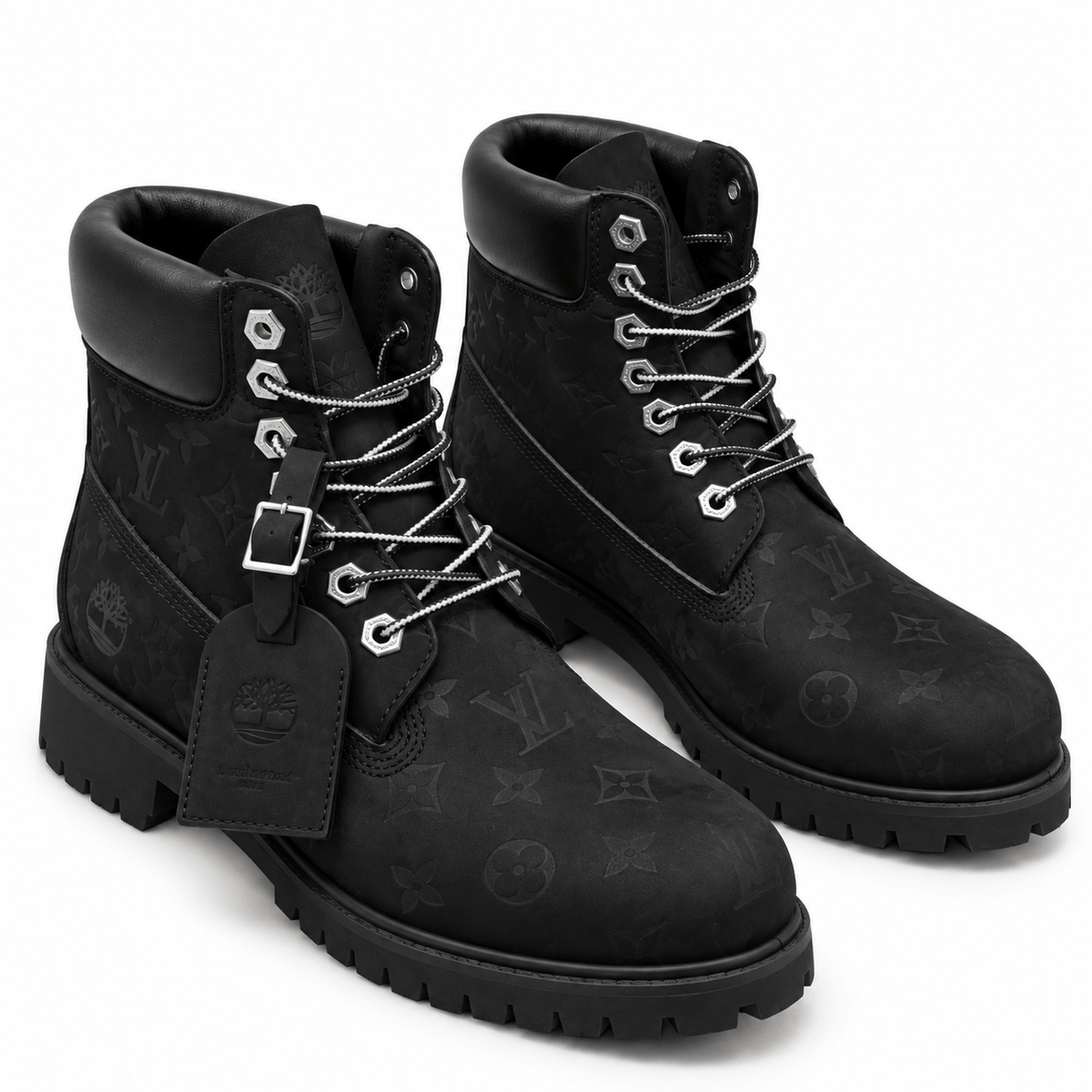 Louis Vuitton Timberland 6" Ankle Boot Wheat Monogram Black