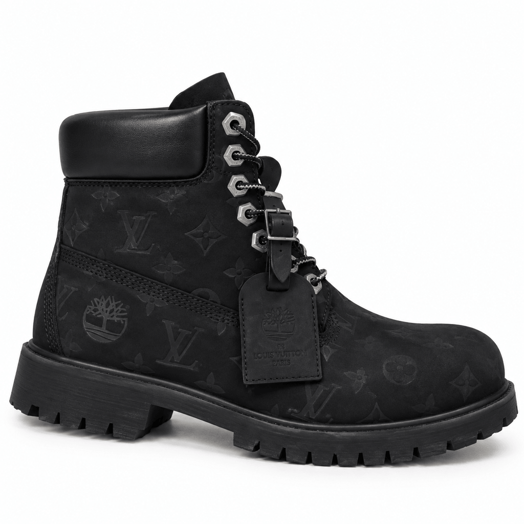 Louis Vuitton Timberland 6" Ankle Boot Wheat Monogram Black
