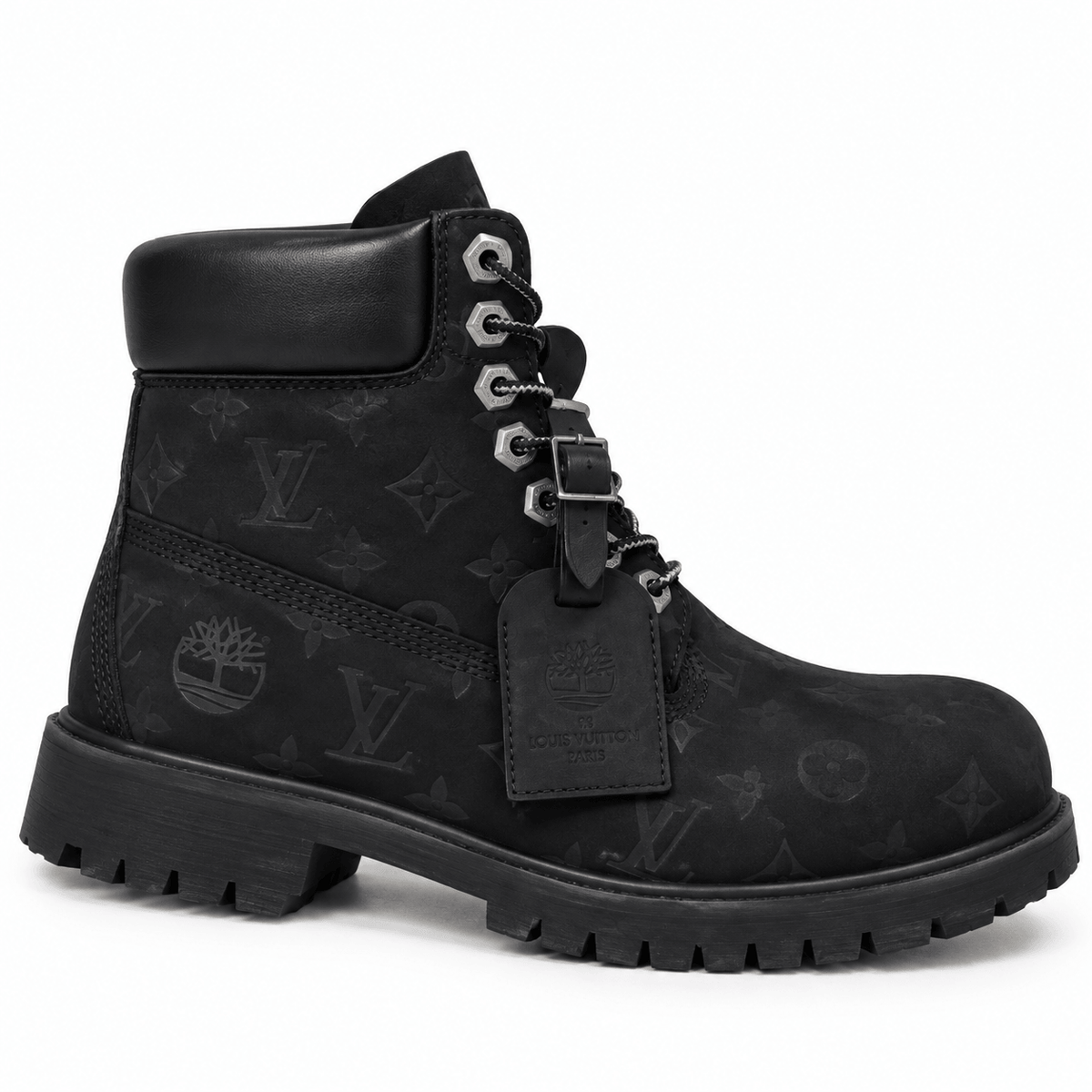 Louis Vuitton Timberland 6" Ankle Boot Wheat Monogram Black