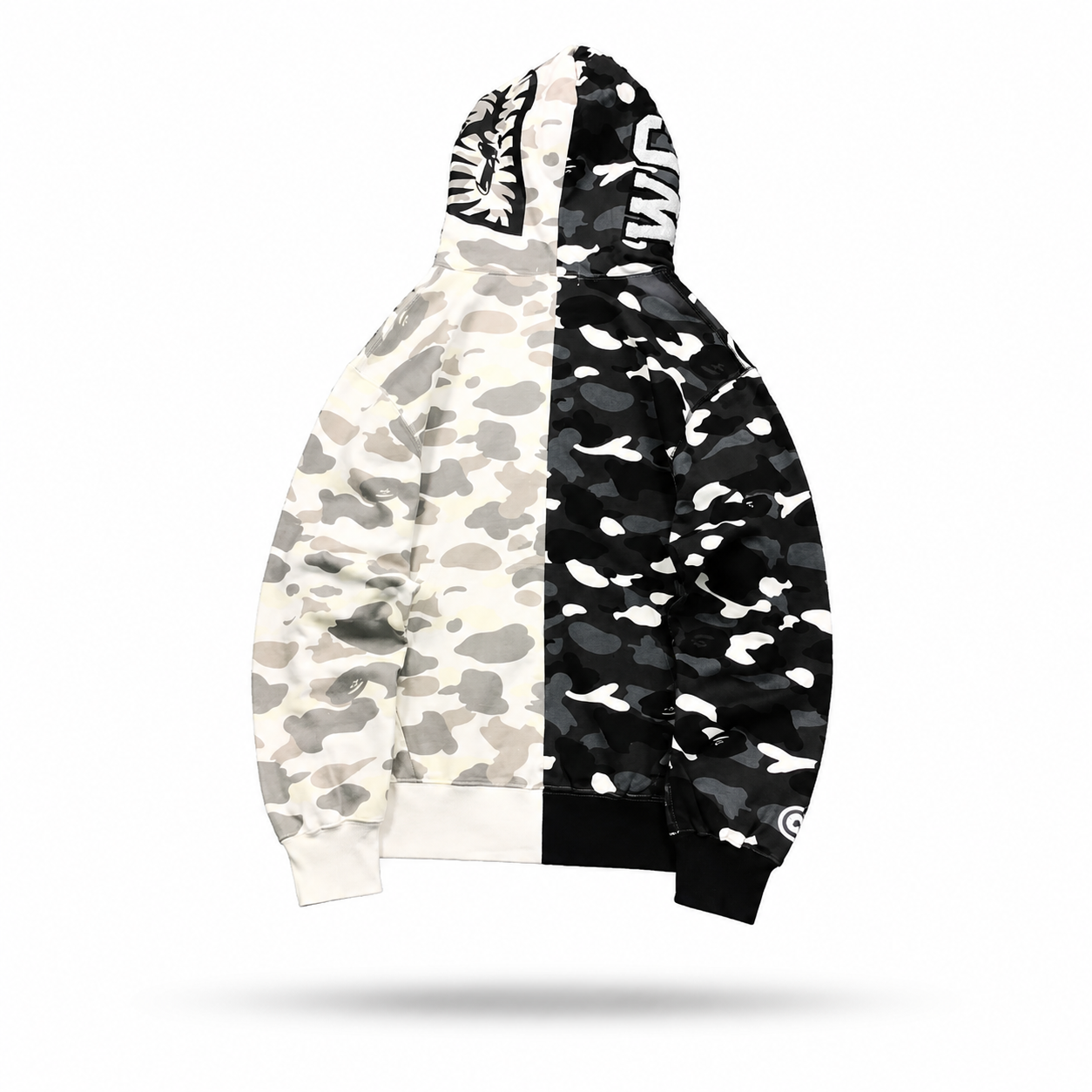 BAPE Shark Split Camo Hoodie Black & White