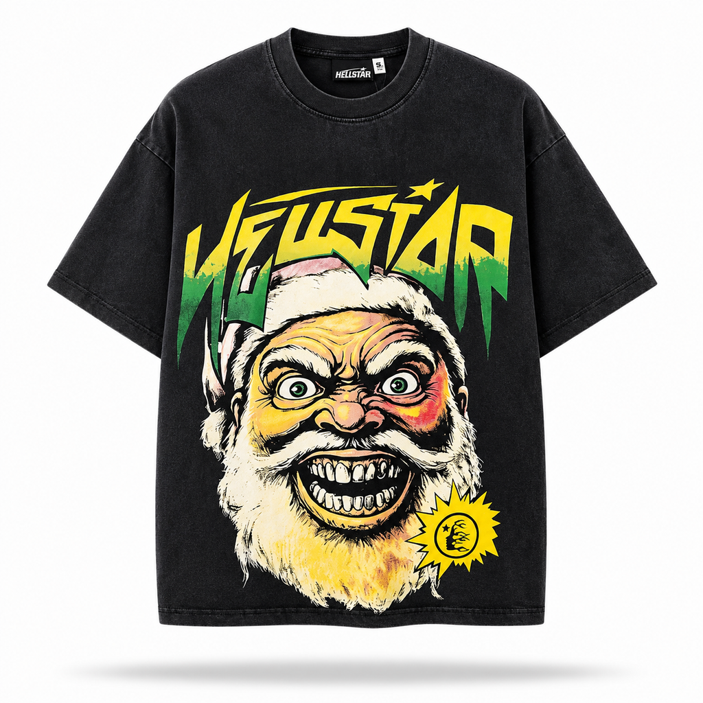 Hellstar Evil Santa Graphic T-Shirt – Vintage Black