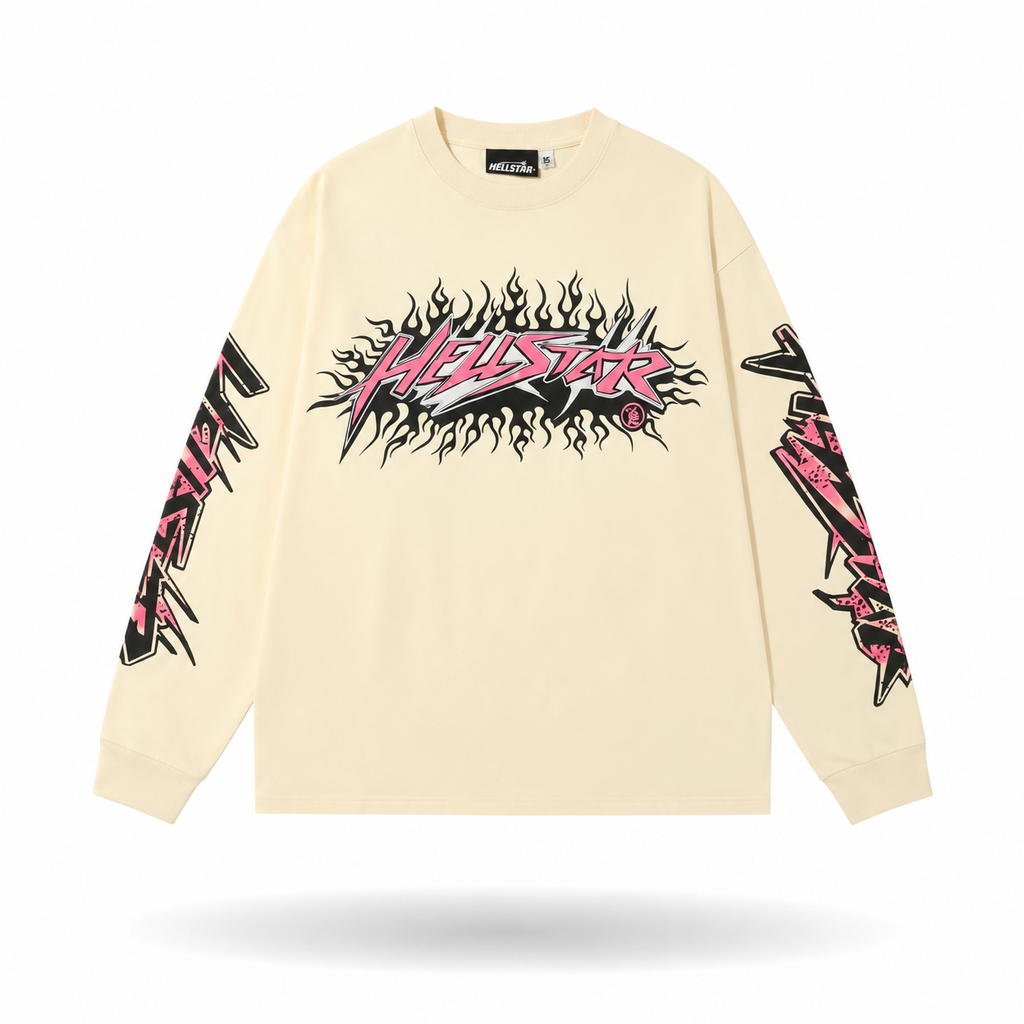 Hellstar Cream Logo Long Sleeve